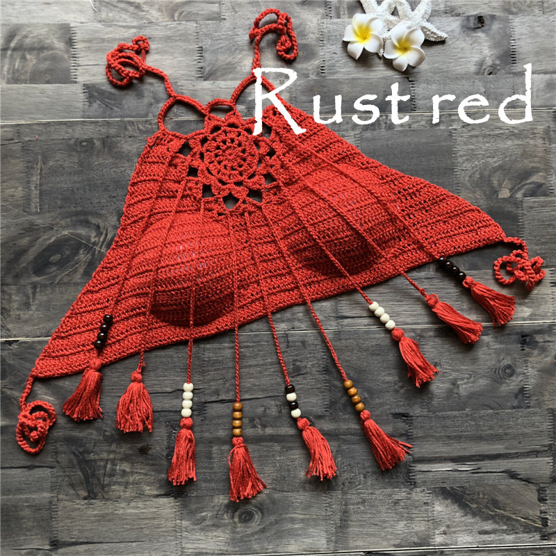 Nya Desert Moon Crochet Tassel Halter Top