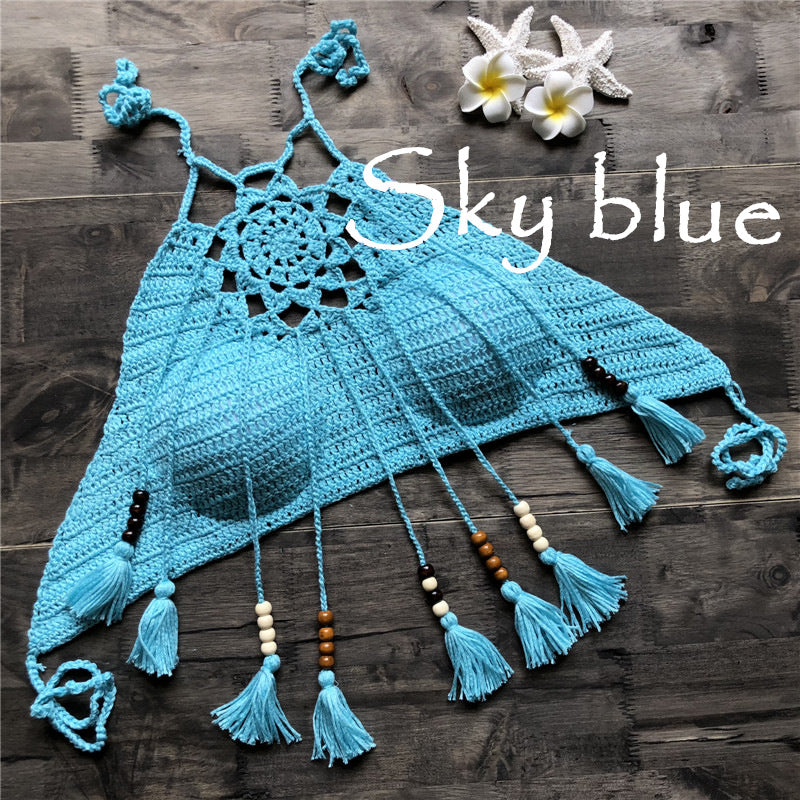 Nya Desert Moon Crochet Tassel Halter Top