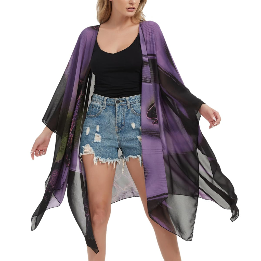 Midnight Orchid Sheer Kimono