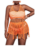 Sunset Crochet Fringe Swim Cover-Up