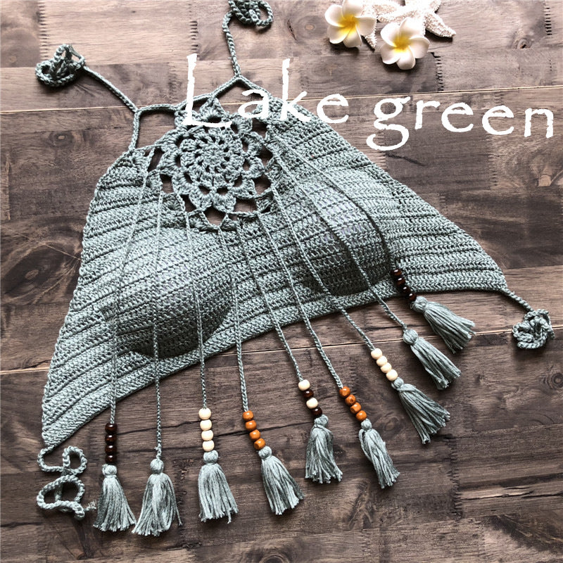 Nya Desert Moon Crochet Tassel Halter Top