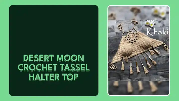 Desert Moon Crochet Tassel Halter Top by@Outfy
